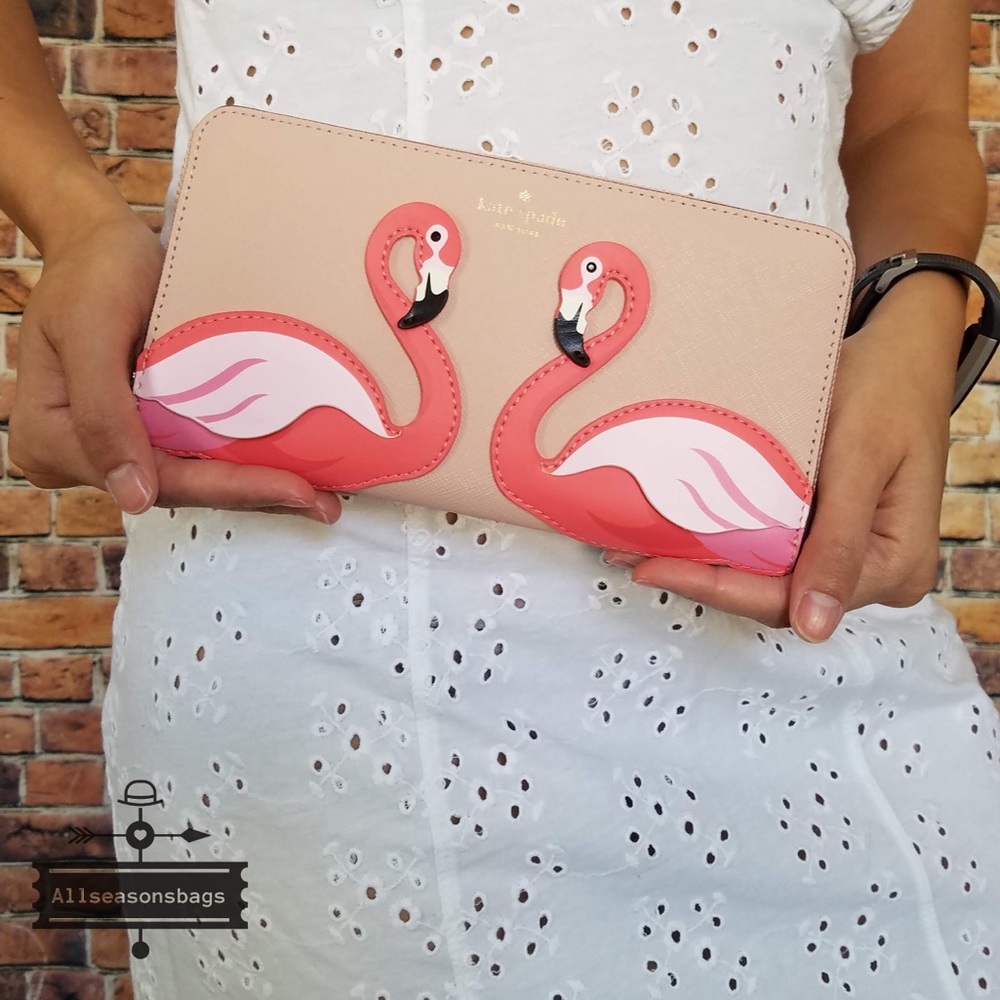 π½ Kate Spade Flamingo by the Pool Wallet Vellum - Picture 1 of 5
